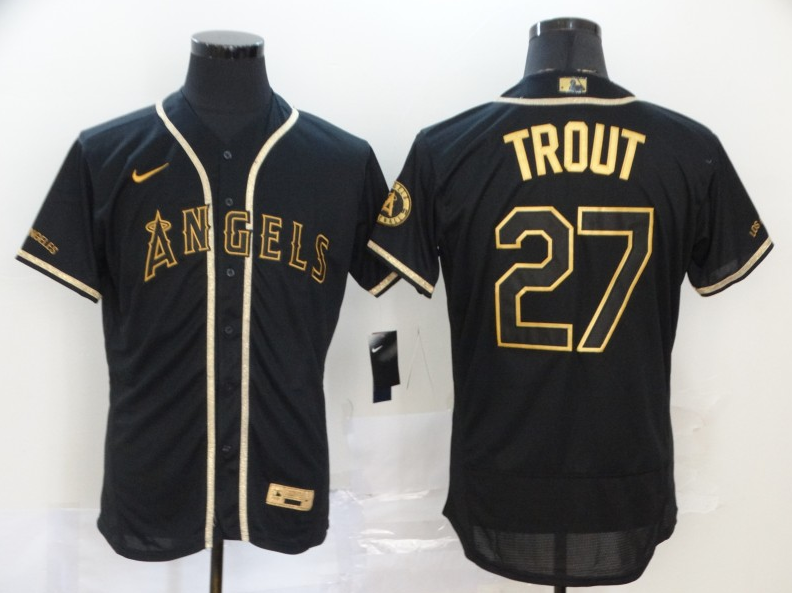 Men's Los Angeles Angels Black Golden ACTIVE PLAYER Custom Flex Base Stitched Jersey